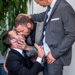 gay suit bareback sex threesome